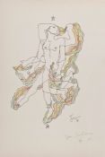 Jean Cocteau (1889-1963) - Untitled lithograph with extensive hand-colouring in crayon, 1961, signed