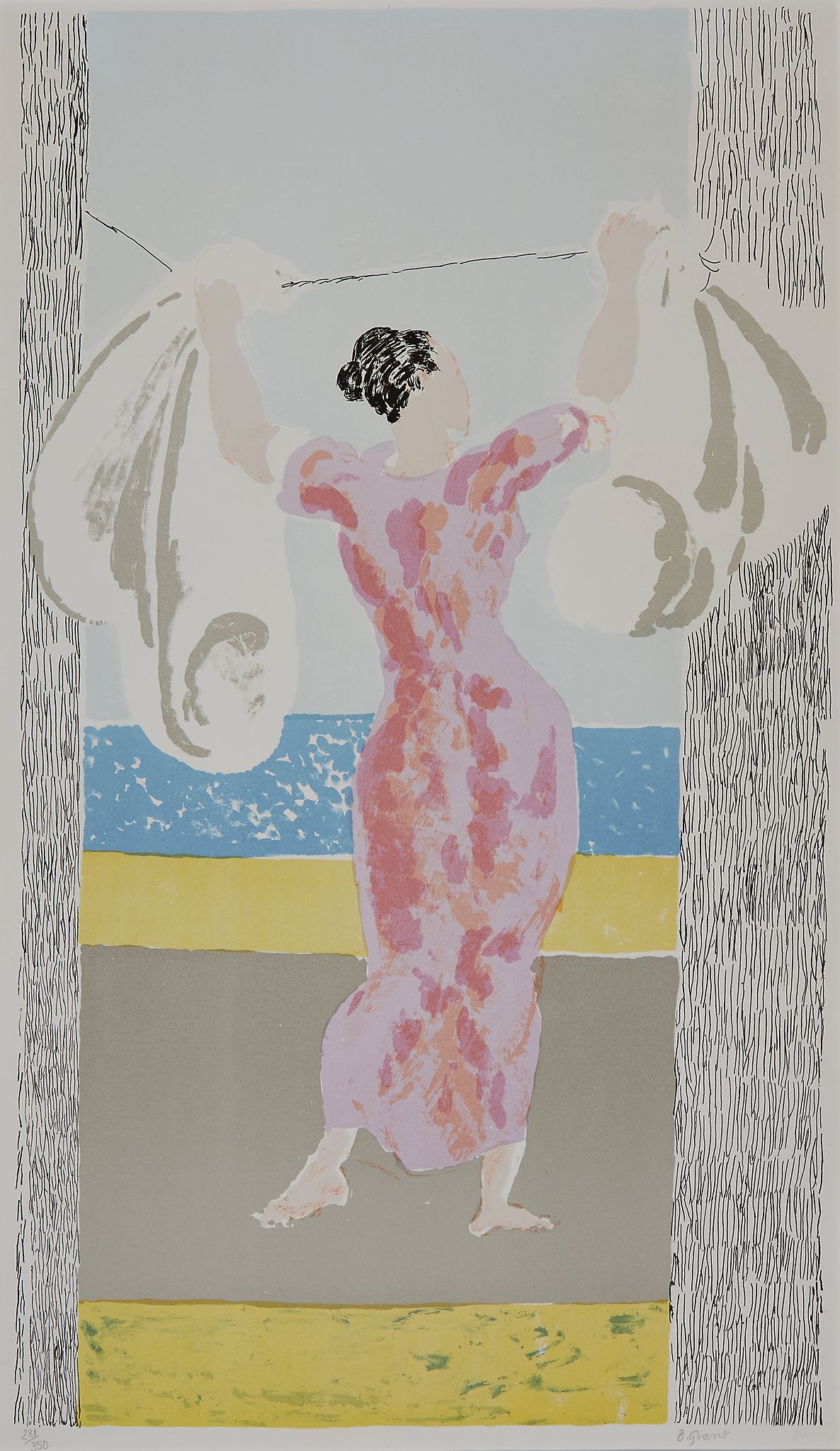 Duncan Grant (1885-1978) - Standing woman lithograph printed in colours, 1973-1974, signed and