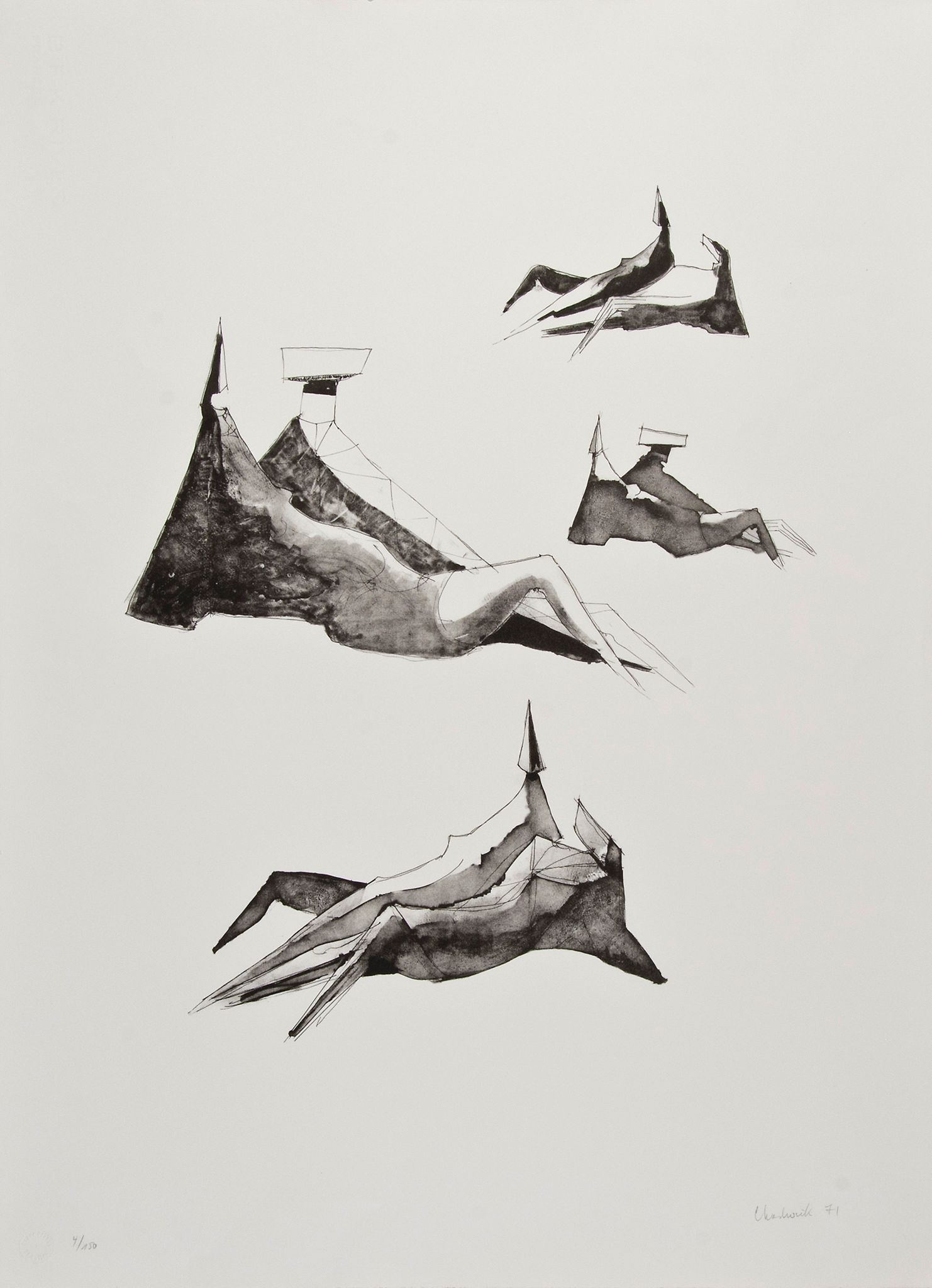 Lynn Chadwick (1914-2003) - Cloaked Figure; Reclining Figures two lithographs, 1971, each signed and