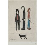 Laurence Stephen Lowry (1887-1976)(after) - Three Men and a Cat offset lithograph printed in