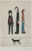 Laurence Stephen Lowry (1887-1976)(after) - Three Men and a Cat offset lithograph printed in