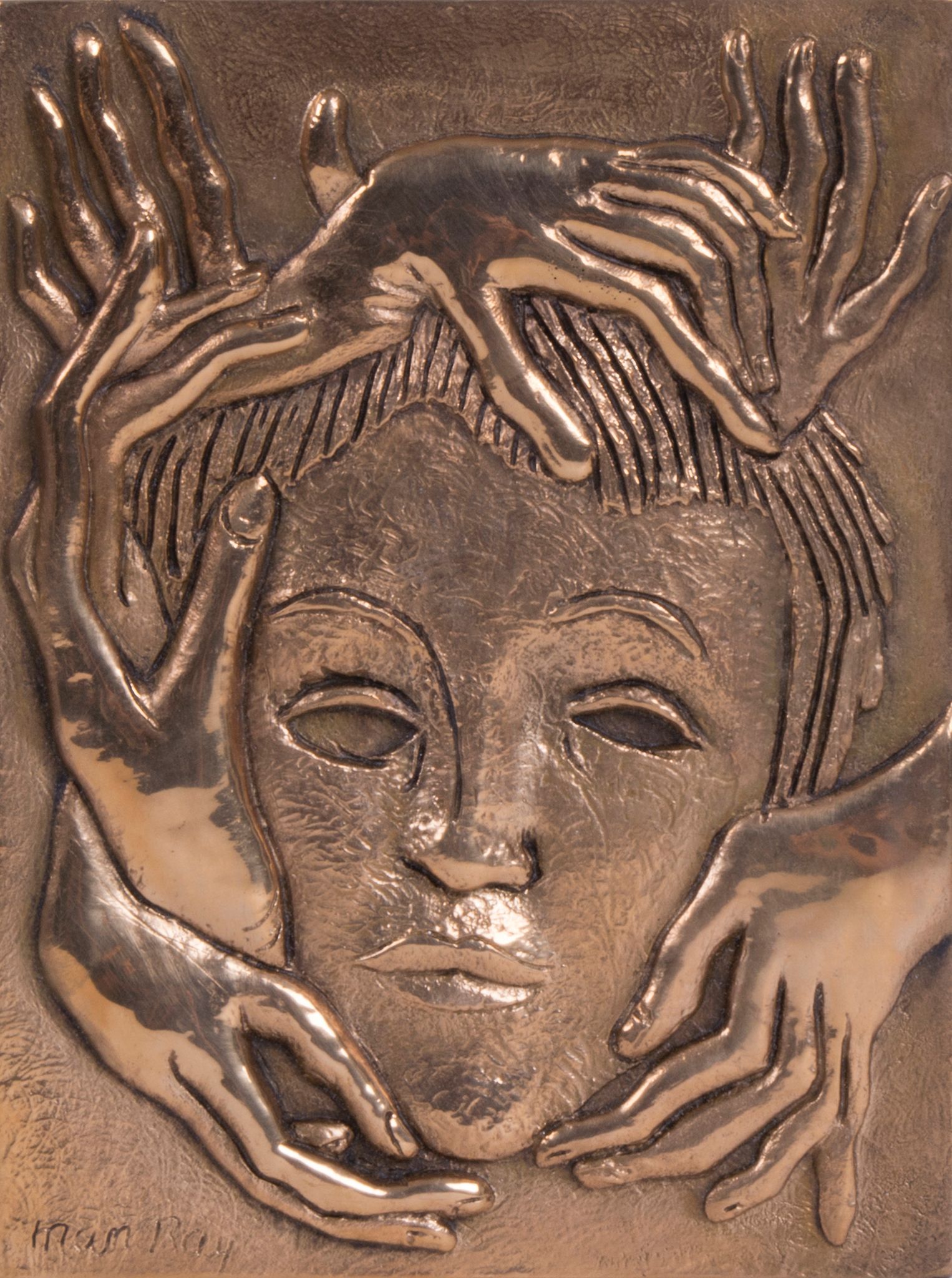 Man Ray (1890-1976) - Mask bronze relief, 1971, signed in the cast, numbered 66/90 180 x 134 mm (7 x