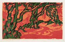 William Ross Abrams (b.1920) - Three Olive Trees; Arboles de la Tarde two woodcuts printed in