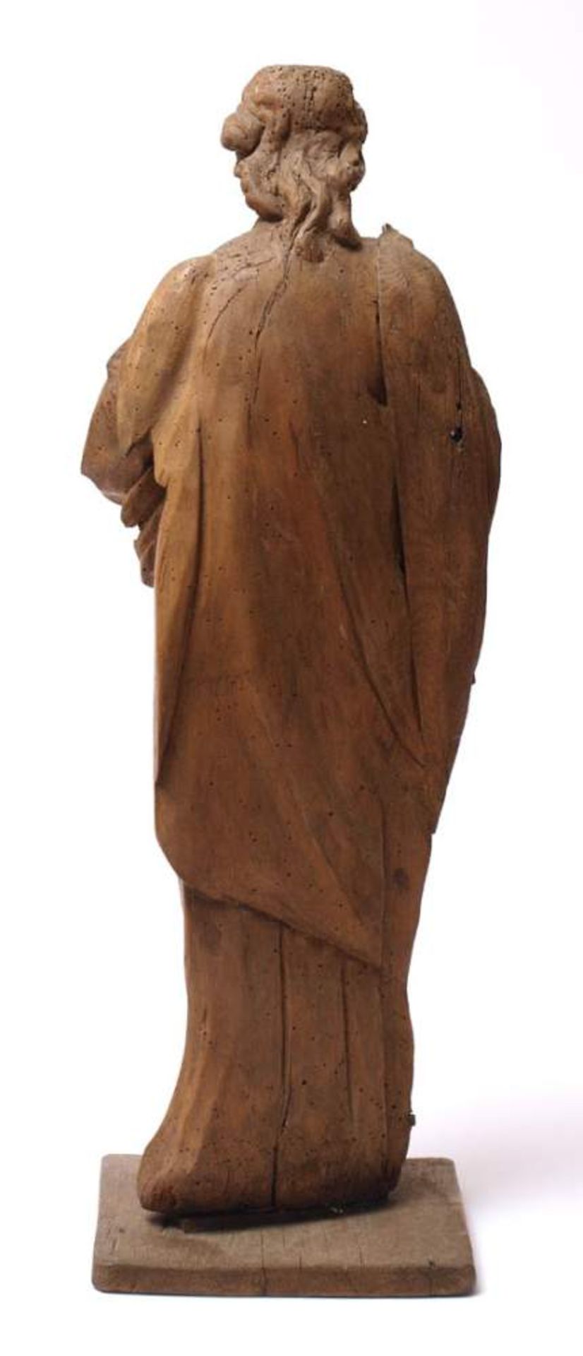 Figurine, 18.Jhdt.Gestalt einer Frau im reich gefältelten Gewand, darüber ein Umhang. Sockel - Bild 7 aus 9