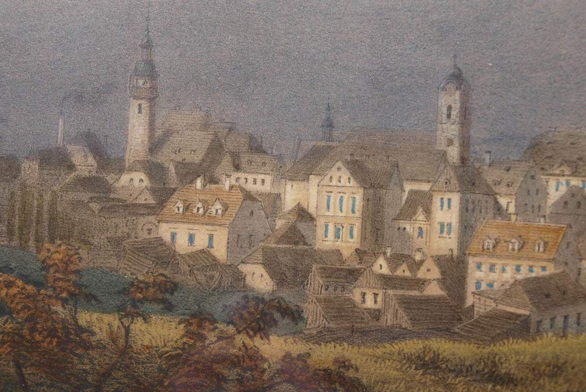 Haun, August C., 1815 - 1894Blick auf Reichenberg, im Vordergrund eine vierspännige Jagdkutsche. - Bild 2 aus 11