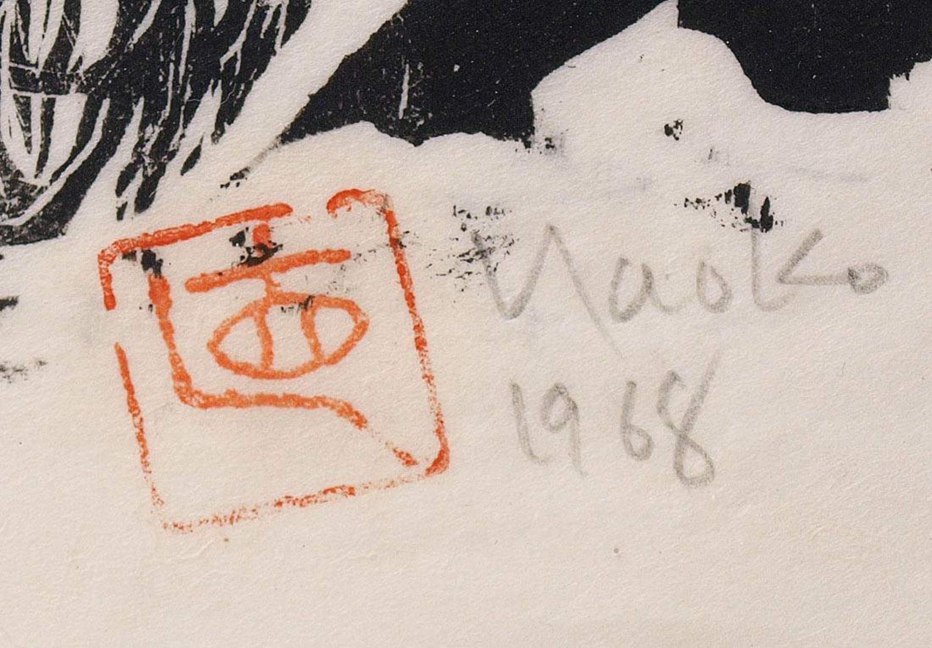 Matsubara, Naoko, geb. 1937Trauerweide. Holzschnitt, handsign., gewidmet und dat. 1968, - Bild 3 aus 5