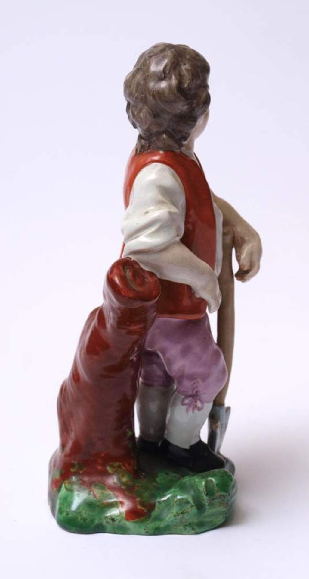 Figurine, wohl Niderwiller, 2. Hälfte 18.Jhdt.Auf naturalistischem Sockel jugendlicher Bauer mit - Bild 6 aus 9