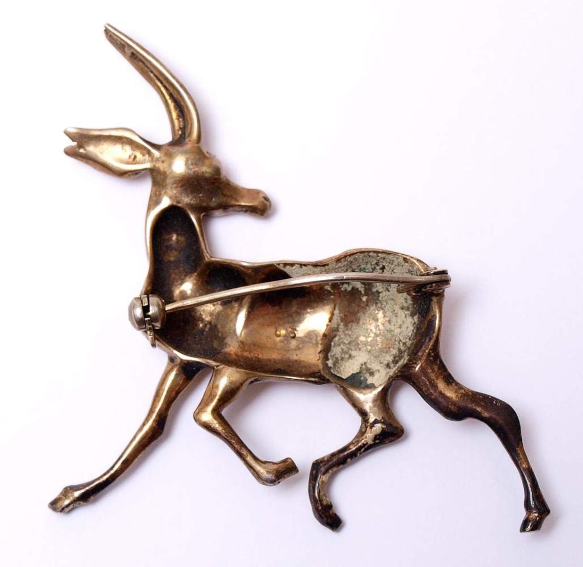 BroscheIn Form einer Antilope. Silber 835. - Bild 3 aus 3