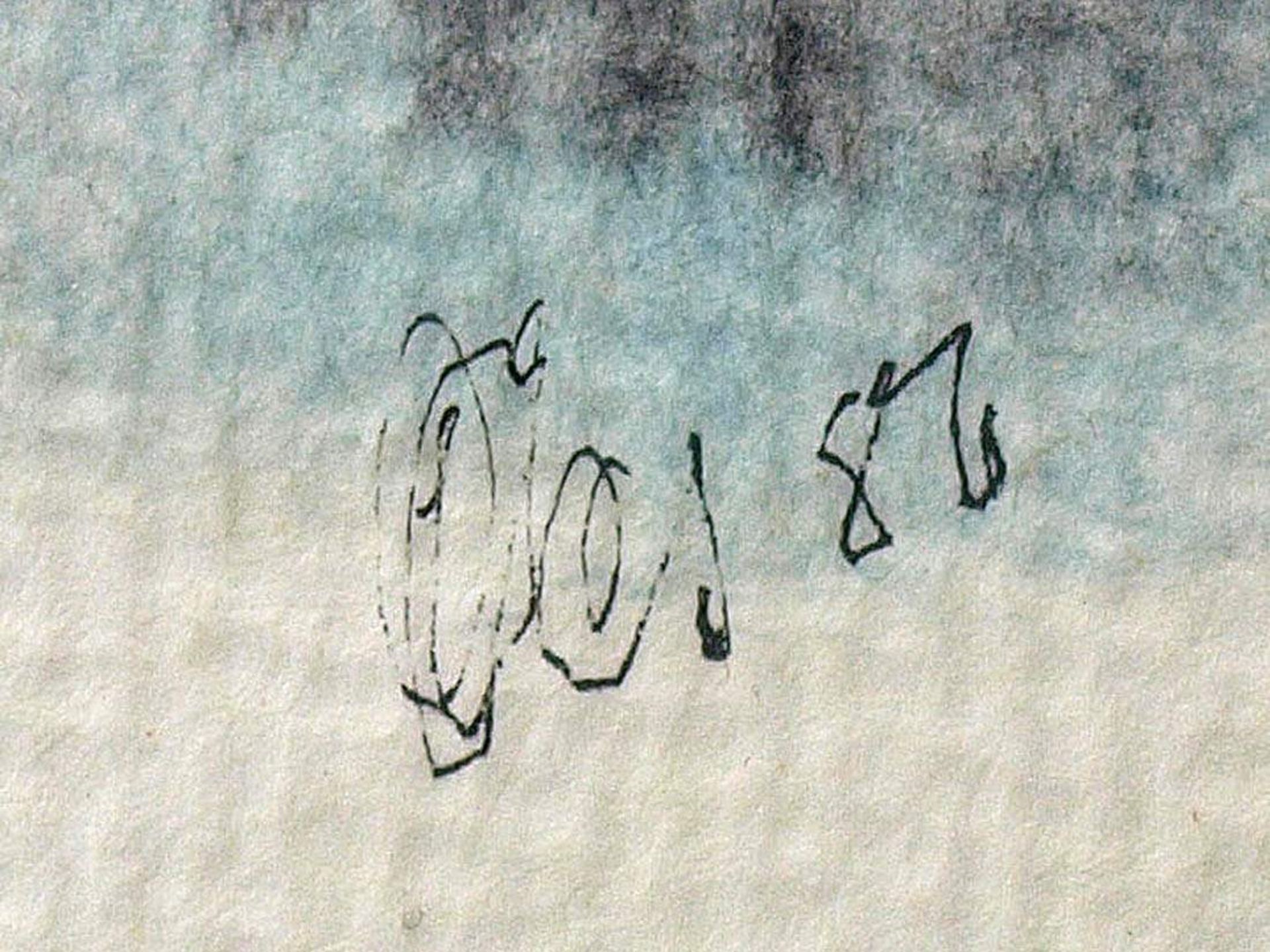 Liquorello, 20.Jhdt.Surealistische Landschaft. Aquarell auf Papier, rechts unten sign. und dat.1986, - Bild 3 aus 5