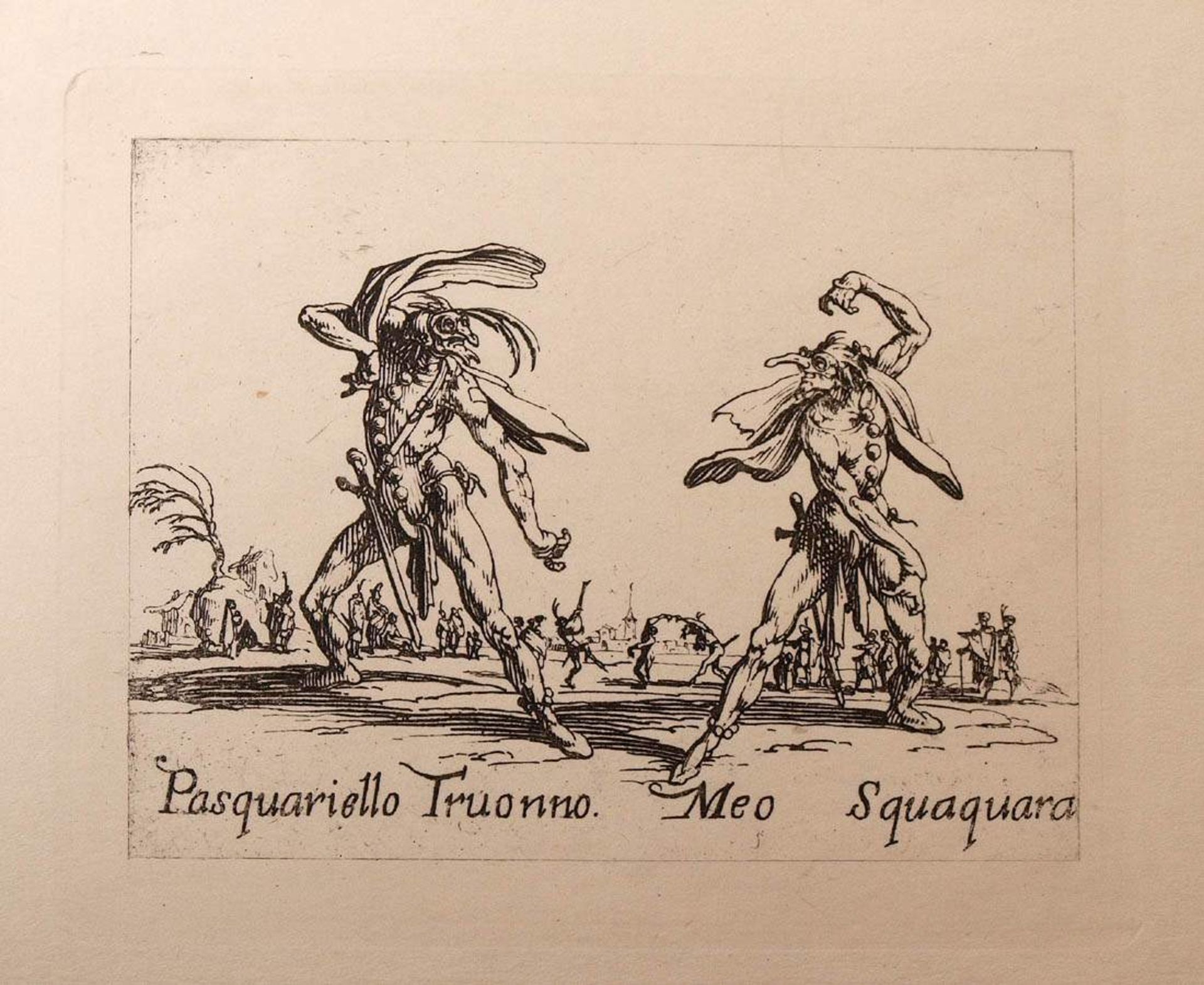 Callot, Jacques, 1592 - 1635Drei Blätter aus "Balli di Stessania": Cucorongna und Pernoualla, 10, - Bild 6 aus 17