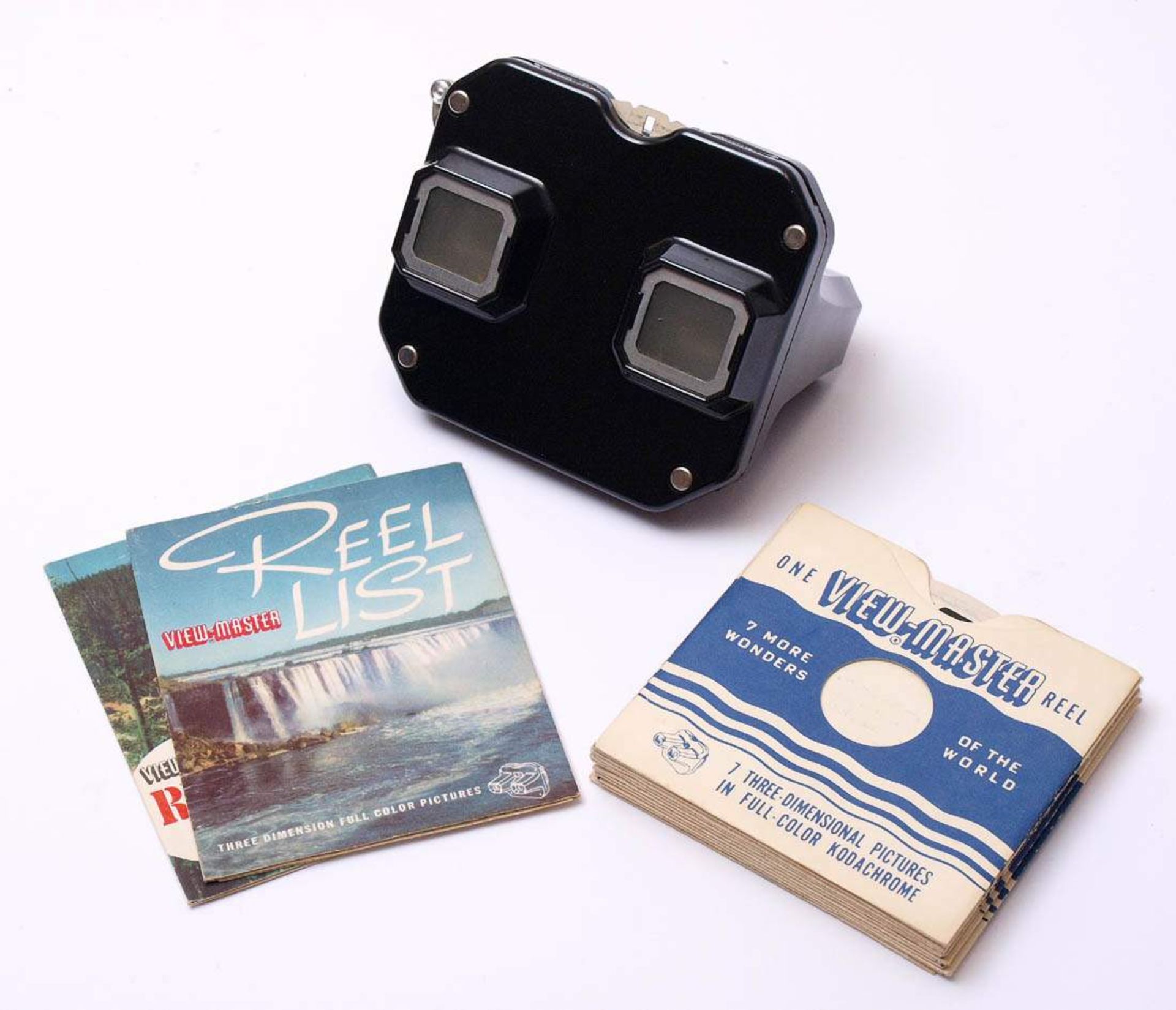 Stereoskop "Viewmaster", USA, 50er JahreIm Originalkasten, mit zwölf runden Einsätzen.