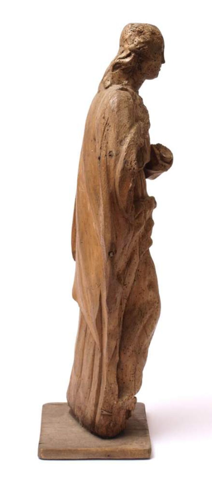 Figurine, 18.Jhdt.Gestalt einer Frau im reich gefältelten Gewand, darüber ein Umhang. Sockel - Bild 4 aus 9