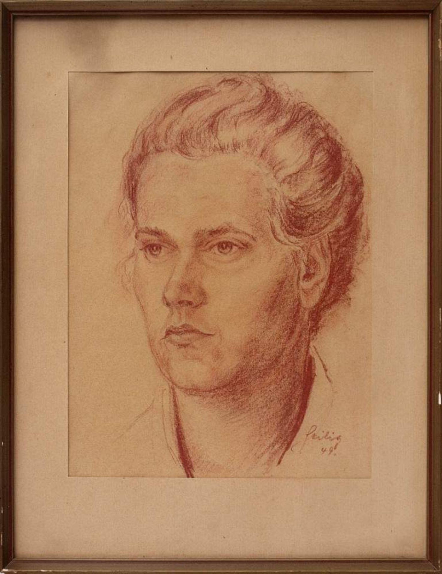 Unbekannter Künstler, 20.Jhdt.Portrait einer Frau mit in die Ferne gerichtetem Blick.
