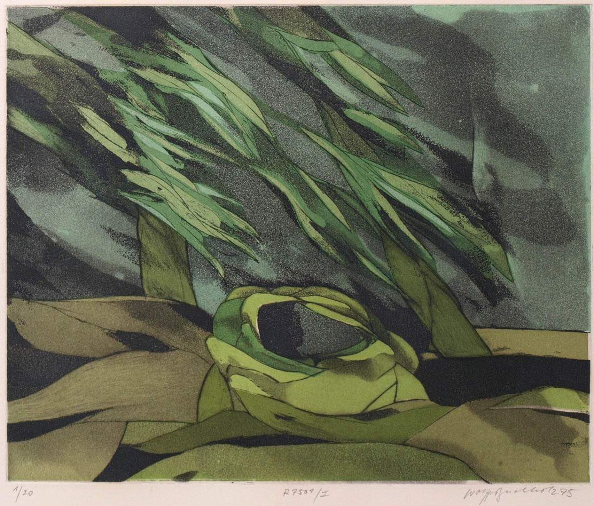 Buchholz, Wolff, geb. 1935Abstrahierende Landschaft. Farblithographie, handsign. und num. 1/20, - Bild 2 aus 5
