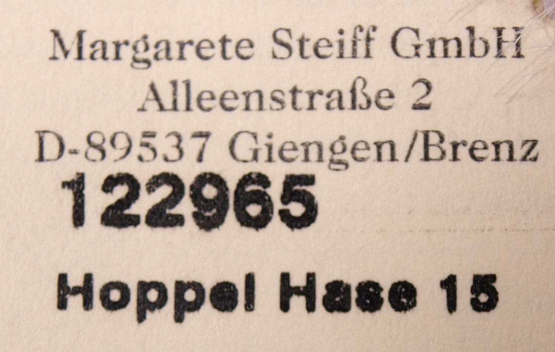 Konvolut, SteiffBär "Petsy", blauer Berlin-Bär (Sonderserie), Hase "Hoppel". Alle drei unbespielt, - Bild 2 aus 2