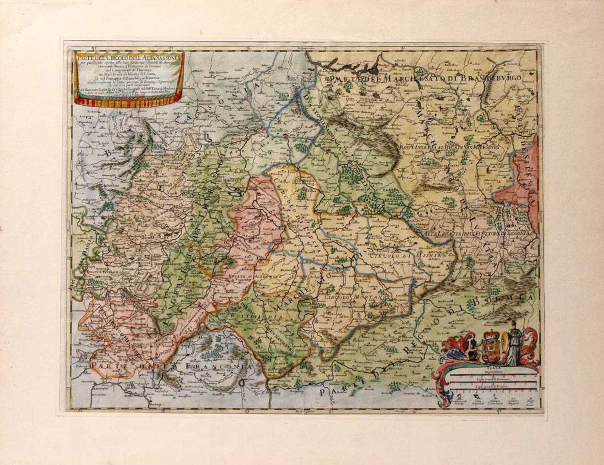 Cantelli, GiacomoLandkarte von Sachsen und Thüringen mit umgebenden Gebieten. Kupferstich,