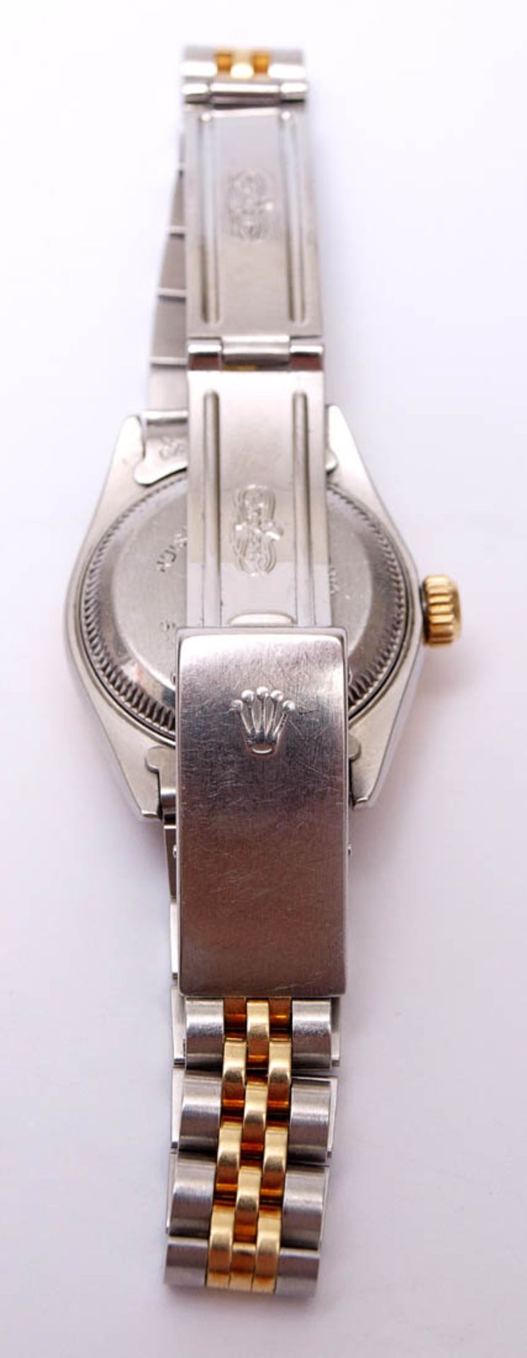 Damenarmbanduhr, RolexGoldfarbenes Zifferblatt mit Brillanten. Jubilee-Band in Stahl und GG 18kt. - Bild 7 aus 10
