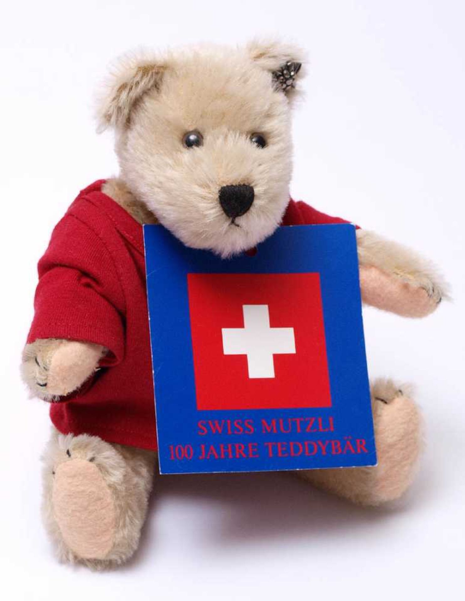 Teddybär Swiss MutzliUnbespielt, mit originaler Kleidung und Edelweiss. Limitierte Auflage, Ex. - Bild 2 aus 4