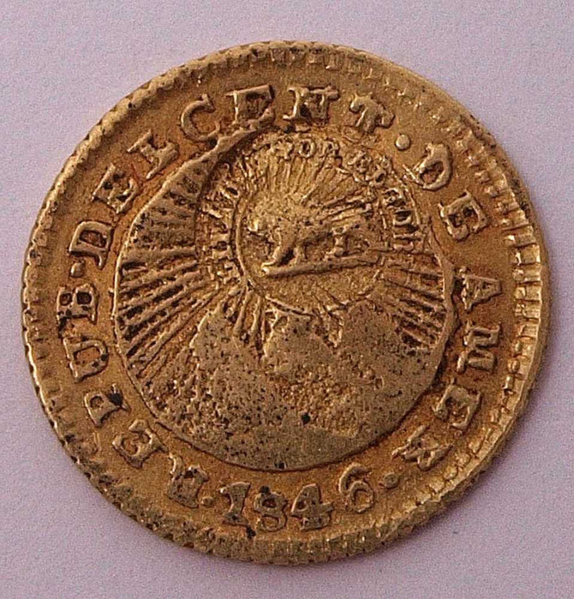 1/2 Escudo, Costa Rica 1846Berieben. Gew. ca. 0,3g.