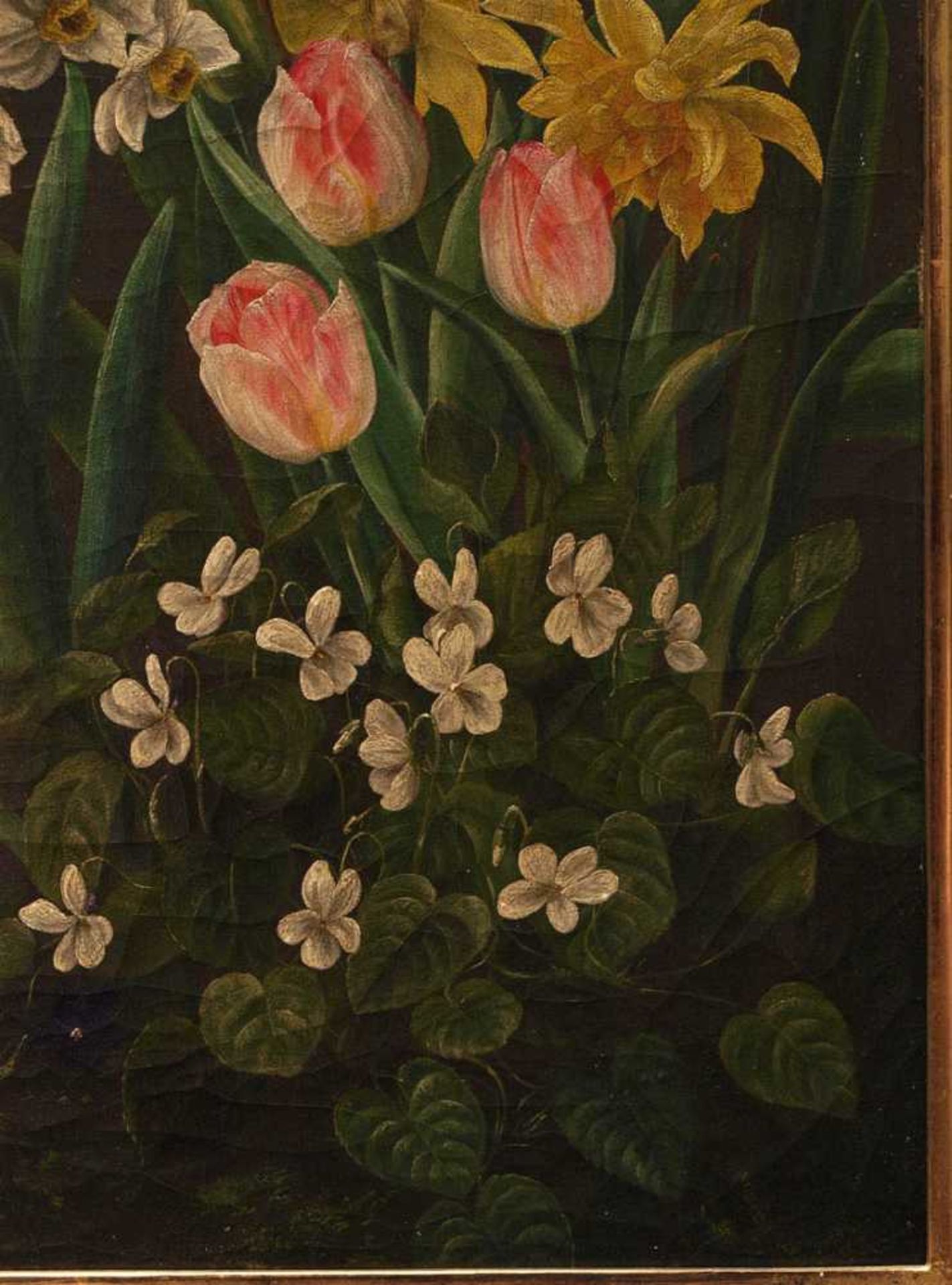 Jensen, Johann Laurenz, 1800 - 1856 (attr.)Stilleben mit Frühlingsblumen. Öl/Lwd., in Goldleiste - Bild 5 aus 7