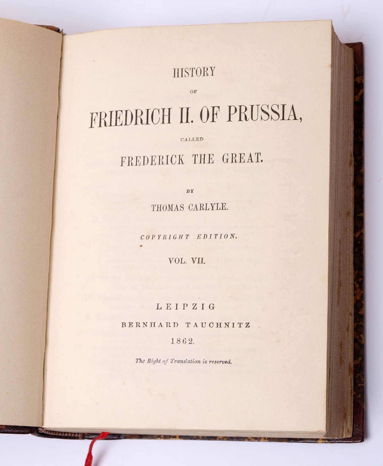 Carlyle, Thomas: Frederick the Great 12 Bde. (in sechs Einbände gebunden), Tauchnitz, Leipzig - Bild 5 aus 5