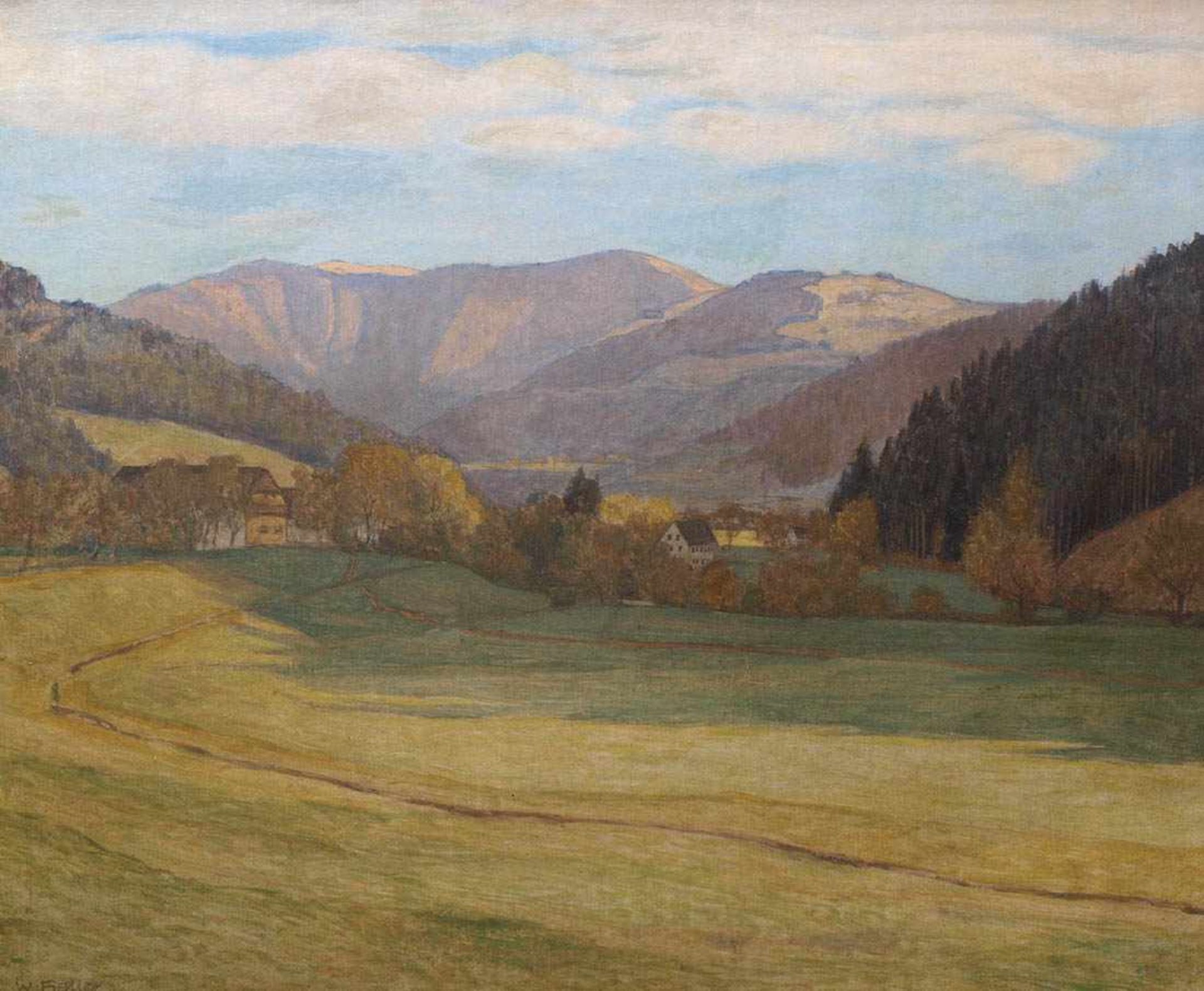 Haller, Wilhelm, 1873 - 1950 Sommerliche Partie im Höllental, im Vordergrund das Dorf Himmelreich, - Bild 2 aus 8