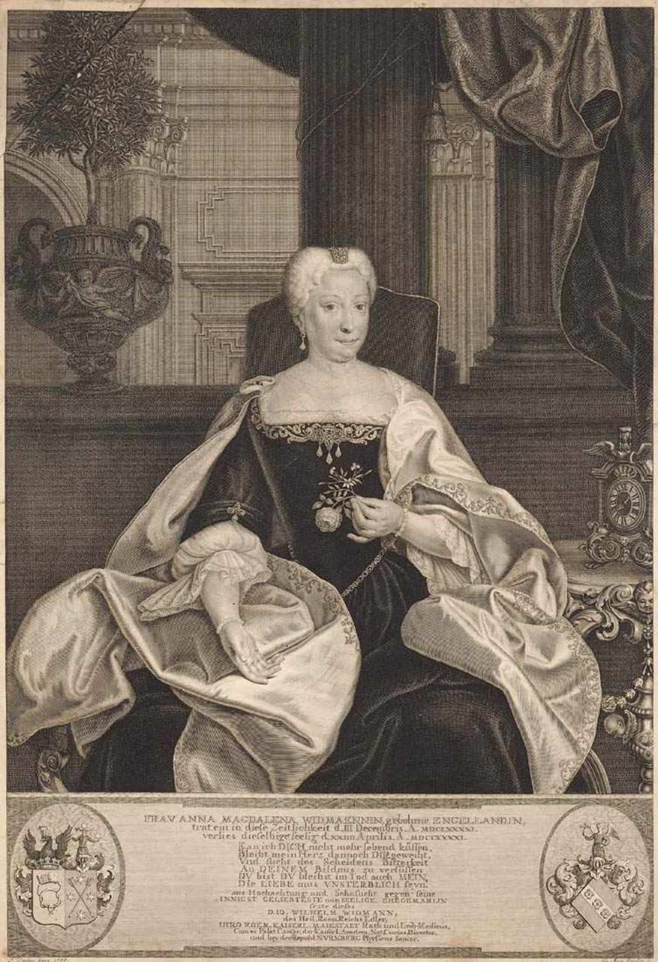 Preisler, Georg Martin, 1700 - 1754 Portrait der Anna Widmann nach einem Gemälde von 1738.