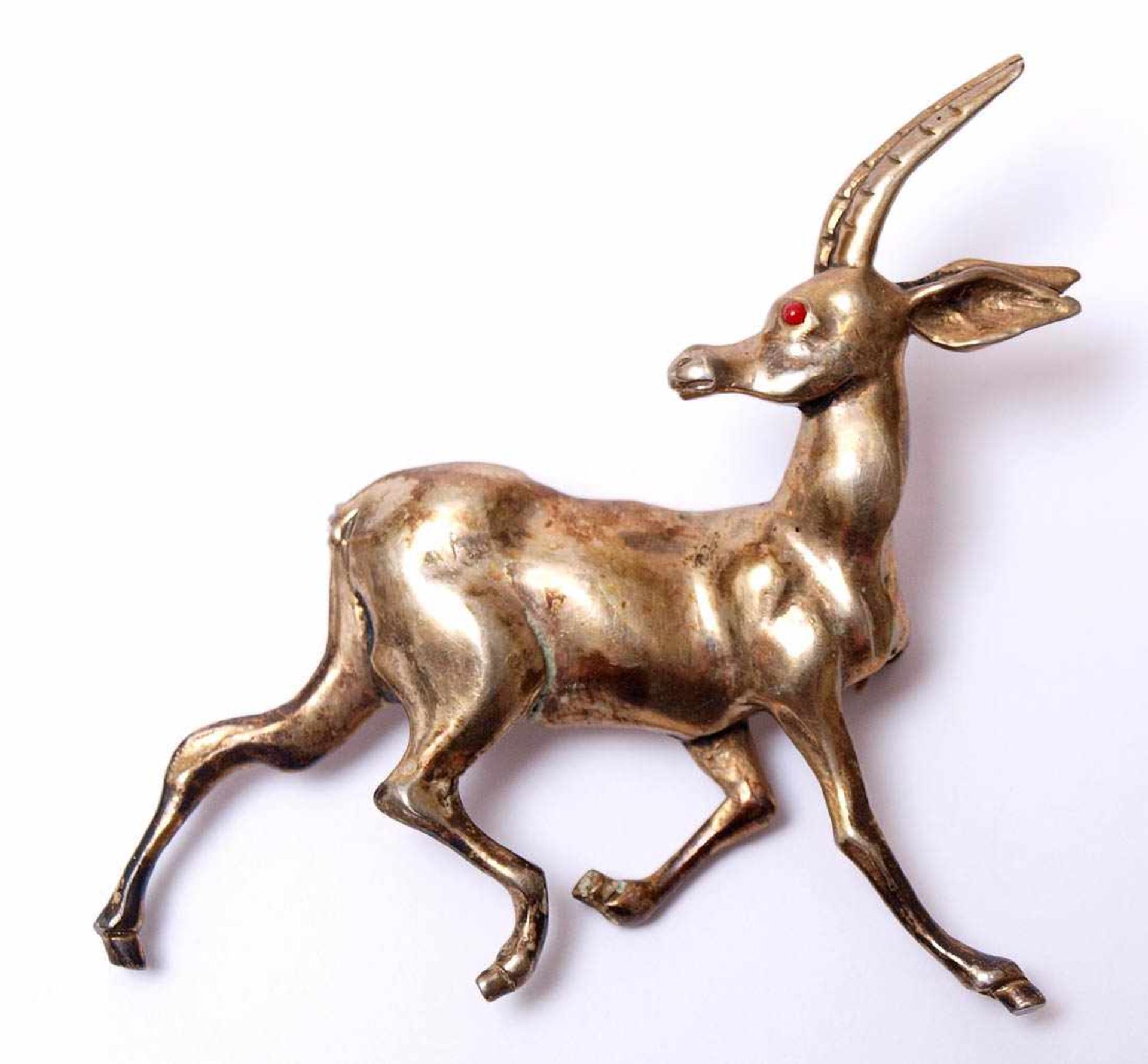 Brosche In Form einer Antilope. Silber 835.