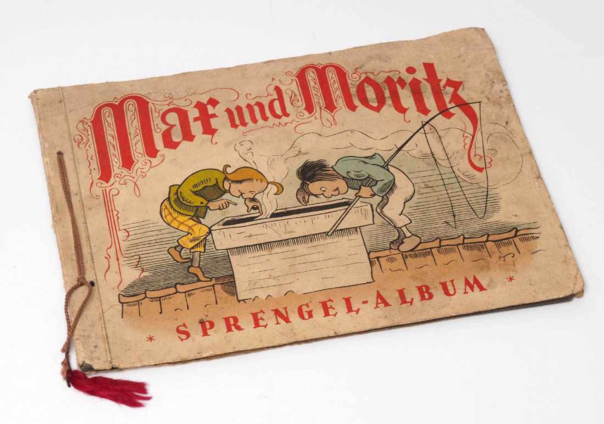 Sprengel-Album, um 1900 Mit der Geschichte von Max und Moritz. Bilder unvollständig.