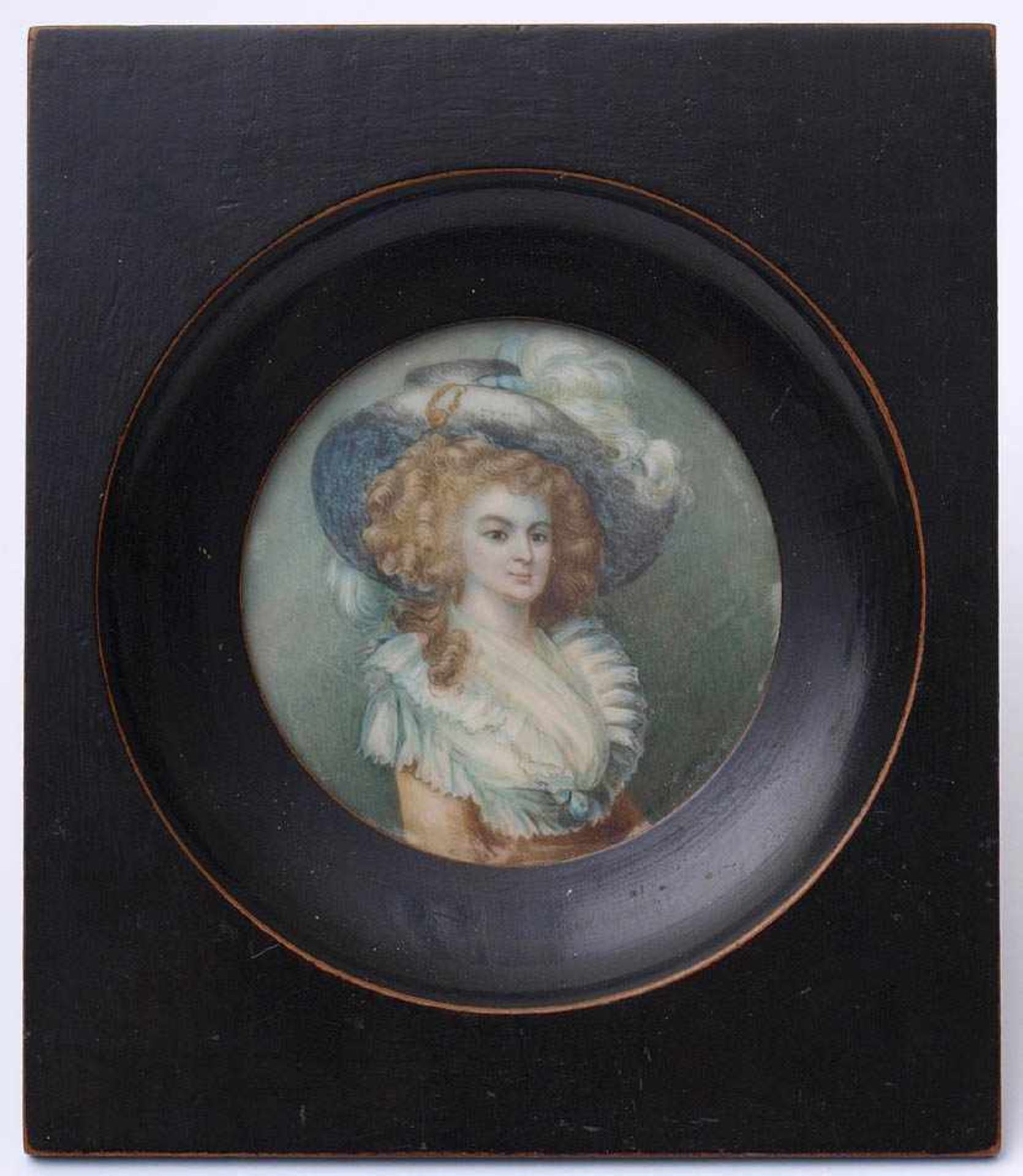 Evrard, Jean-Marie, 1776 - 1860 Halbportrait einer vornehmen jungen Dame mit großem Federhut auf den