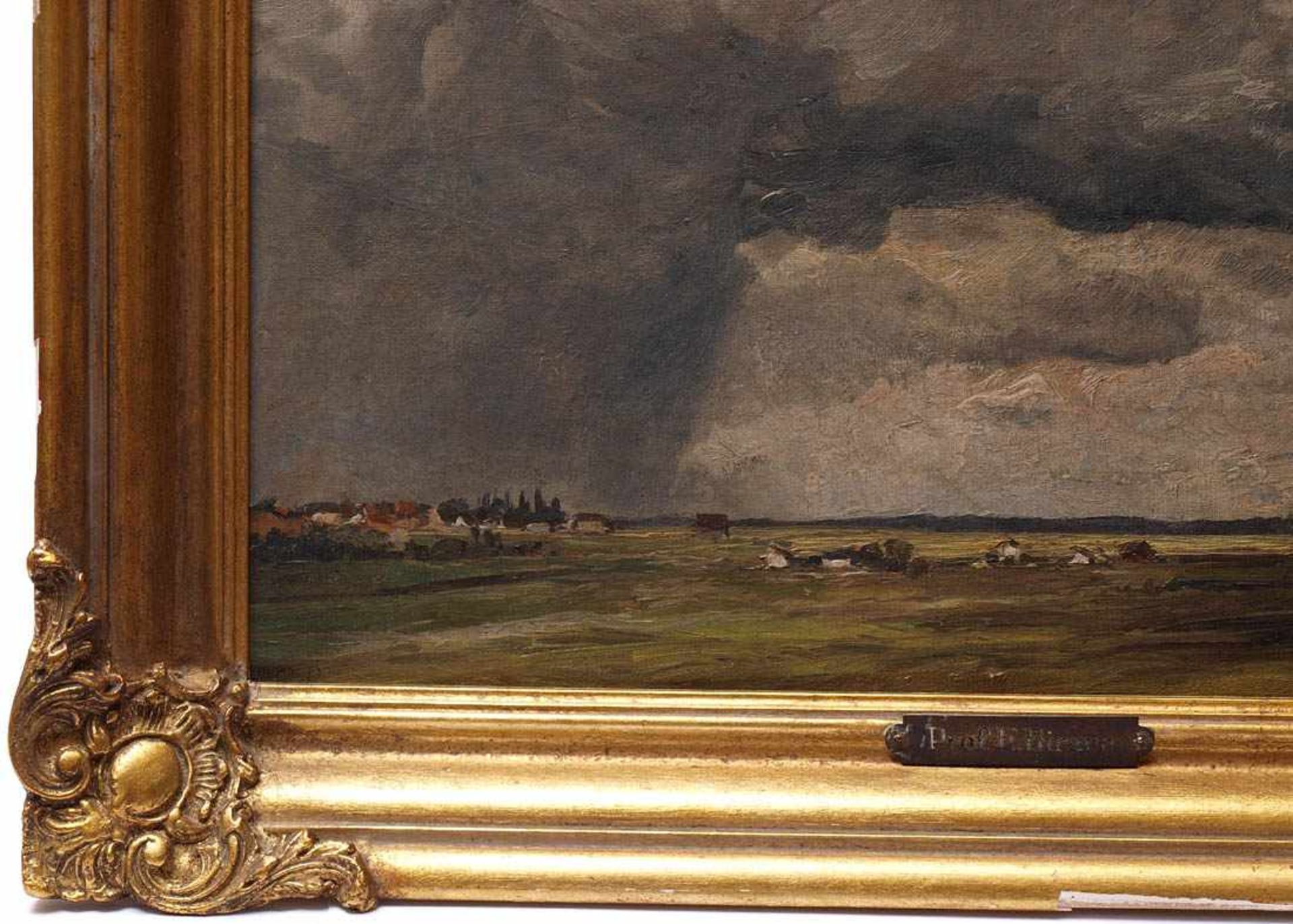 Birzer, Eugen, 1847 - 1905 Gewittriger Himmel über weiter, norddeutscher Landschaft, im - Bild 5 aus 5