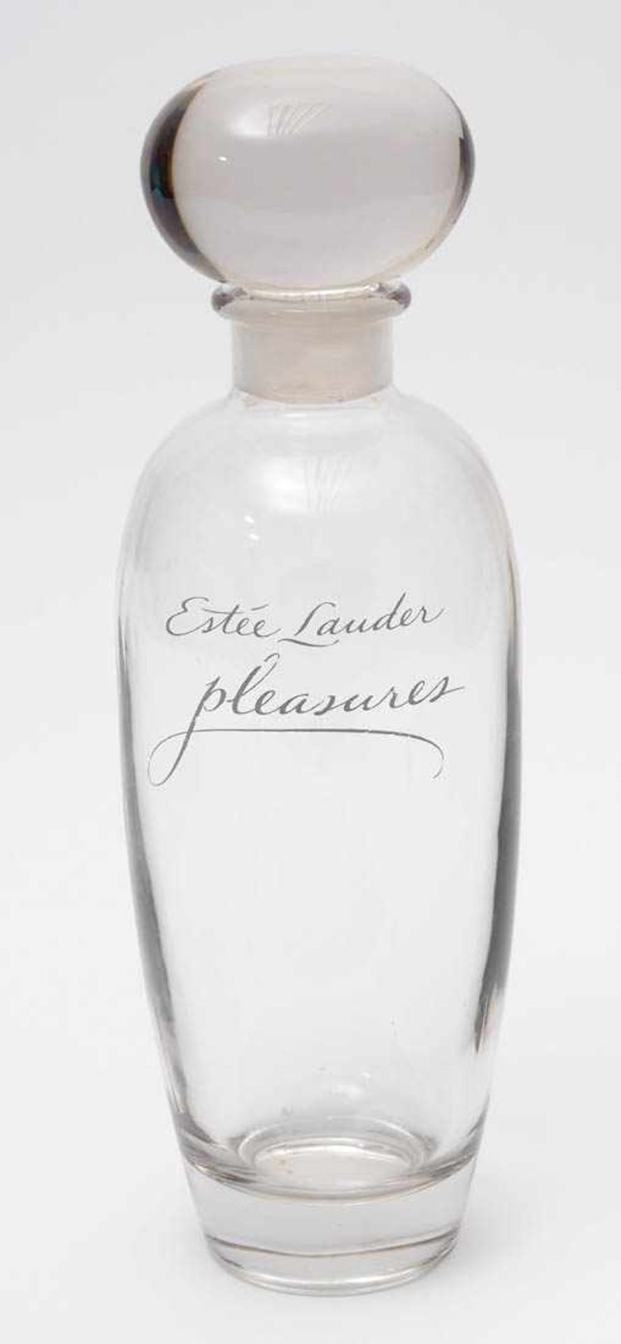 Parfum-Schaugefäß, Lauder Pleasures Dickwandiges Glas. H.38cm.