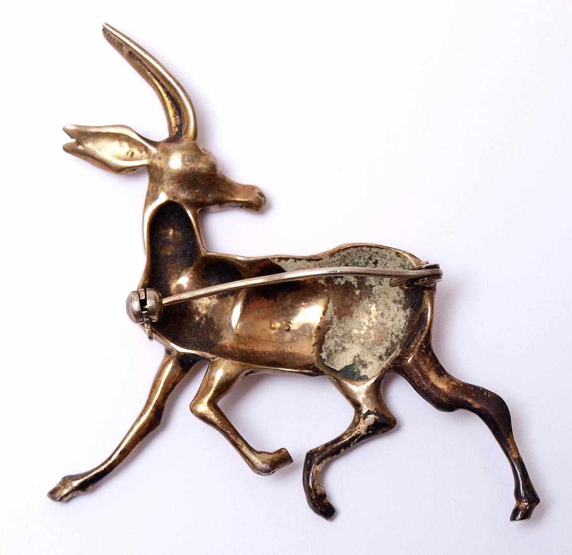 Brosche In Form einer Antilope. Silber 835. - Bild 2 aus 2
