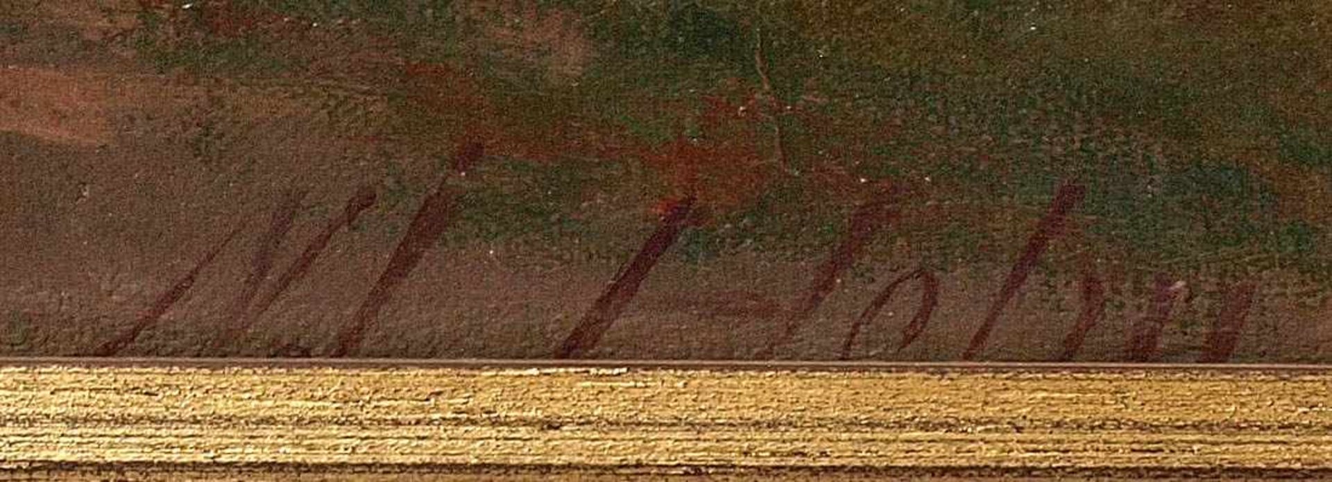 Holm, J.N. Blick auf ein Bauerngehöft in einem Hochtal in den Alpen, im Hintergrund ein verschneites - Bild 6 aus 6