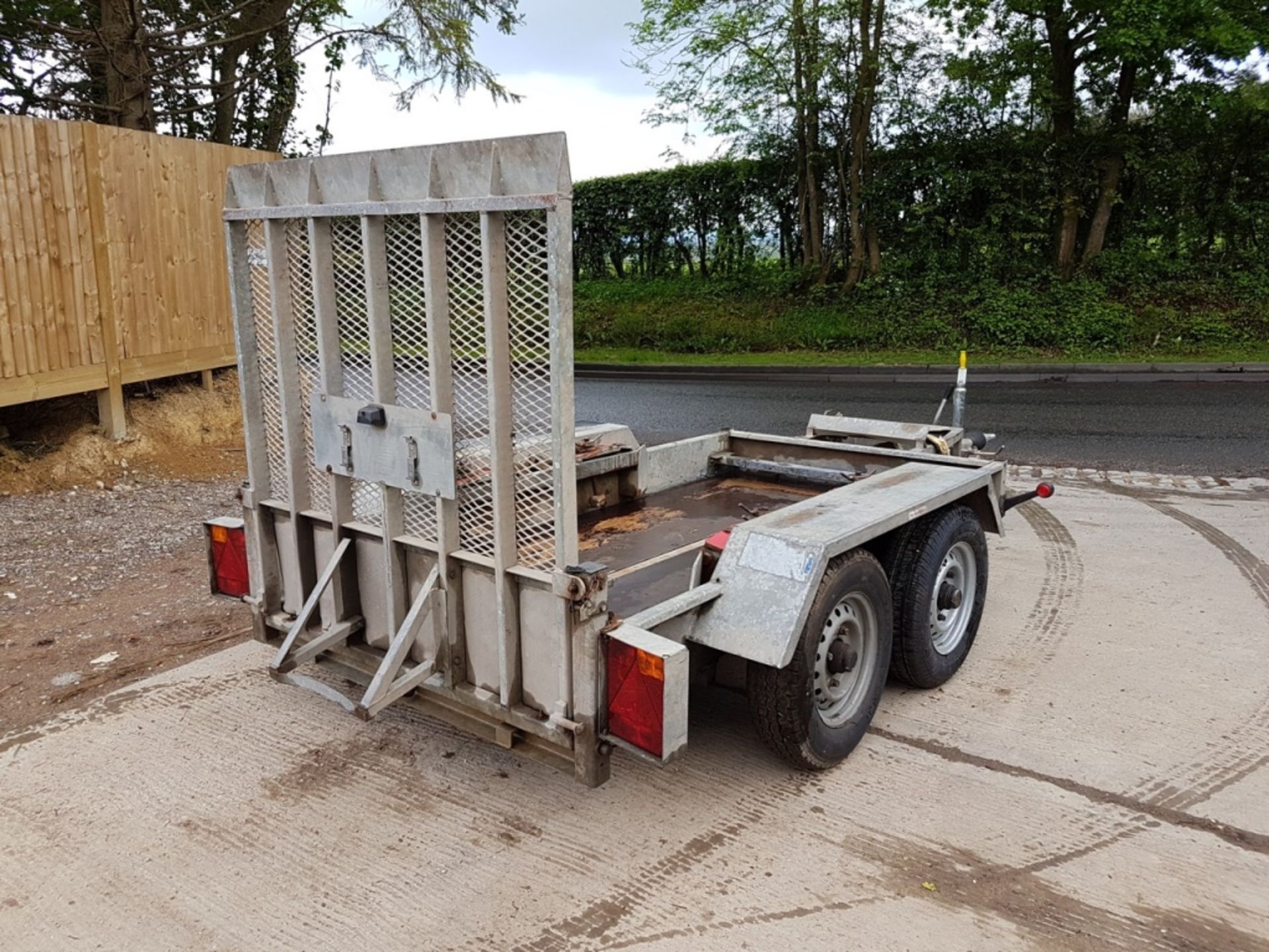 2012 Indespension Twin Axle 8x4 mini digger trailer C/W removable track locks. Location: Gatwick,UK