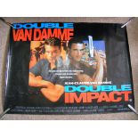 Movie Poster, "Double Impact", approx 101cm x 76cm.