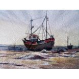 Nicely executed Watercolour, signed B A Balcombe and dated 1992, depicting Fishing Boats at low