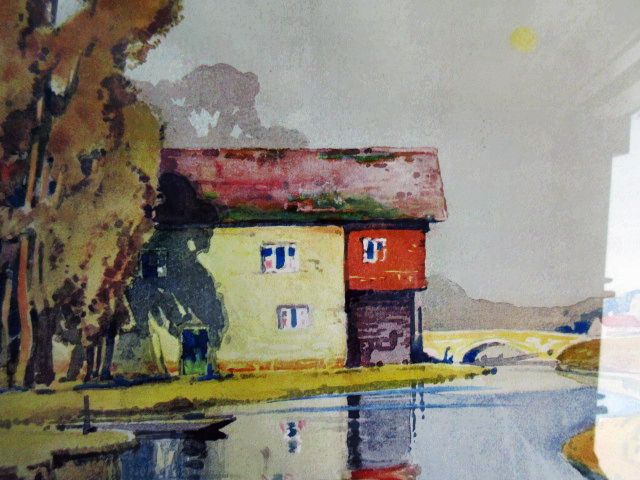 Large signed Watercolour, depicting a River Scene with Mill, signed LL”Littlejohn” dated 1923(?), - Image 6 of 12