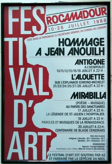 Framed French Art Poster, for the 1988 “Rocamadour Festival d'Art”, approx 26” x 15”. - Image 2 of 2