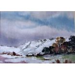 Large Watercolour, signed Sydney Vale, Snowy Winter Scene, aprox 15” x 20”.