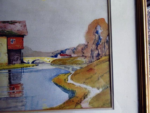 Large signed Watercolour, depicting a River Scene with Mill, signed LL”Littlejohn” dated 1923(?), - Image 2 of 12