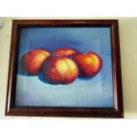 Modern Oil on Canvas, Still Life of Fruit.