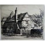 C19th Print, after Terrence Hambert (?) sig pencil to margin no 12/150, Milton's College at Chalfont