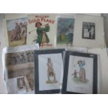 Qty asstd Golf related Ephemera, including Prints, etc together with a pair of silver-plated “His