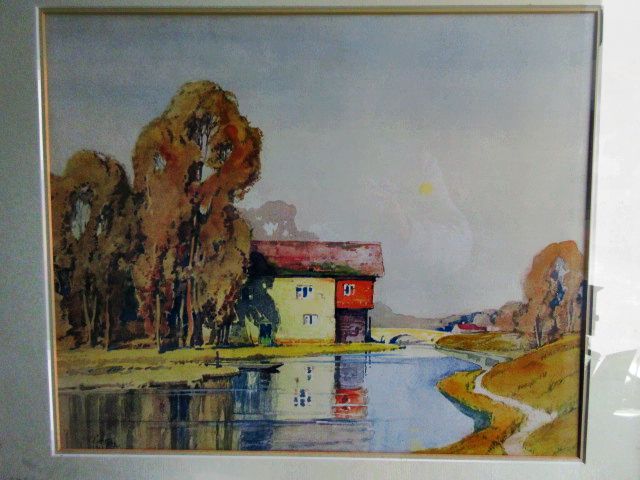 Large signed Watercolour, depicting a River Scene with Mill, signed LL”Littlejohn” dated 1923(?), - Image 3 of 12