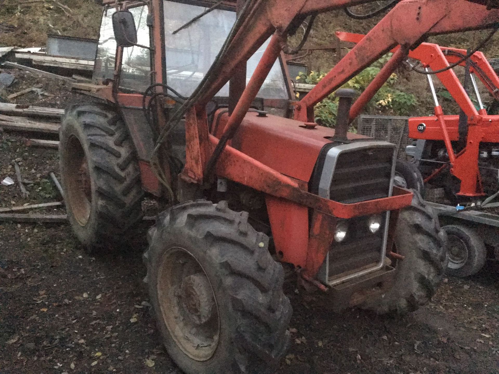 MASSEY FERGUSON 290 4X4 TRACTOR, WITH LOADER AND BALE SQUEEZE, 3200 HRS, 2 OWNERS. LOCATION:
