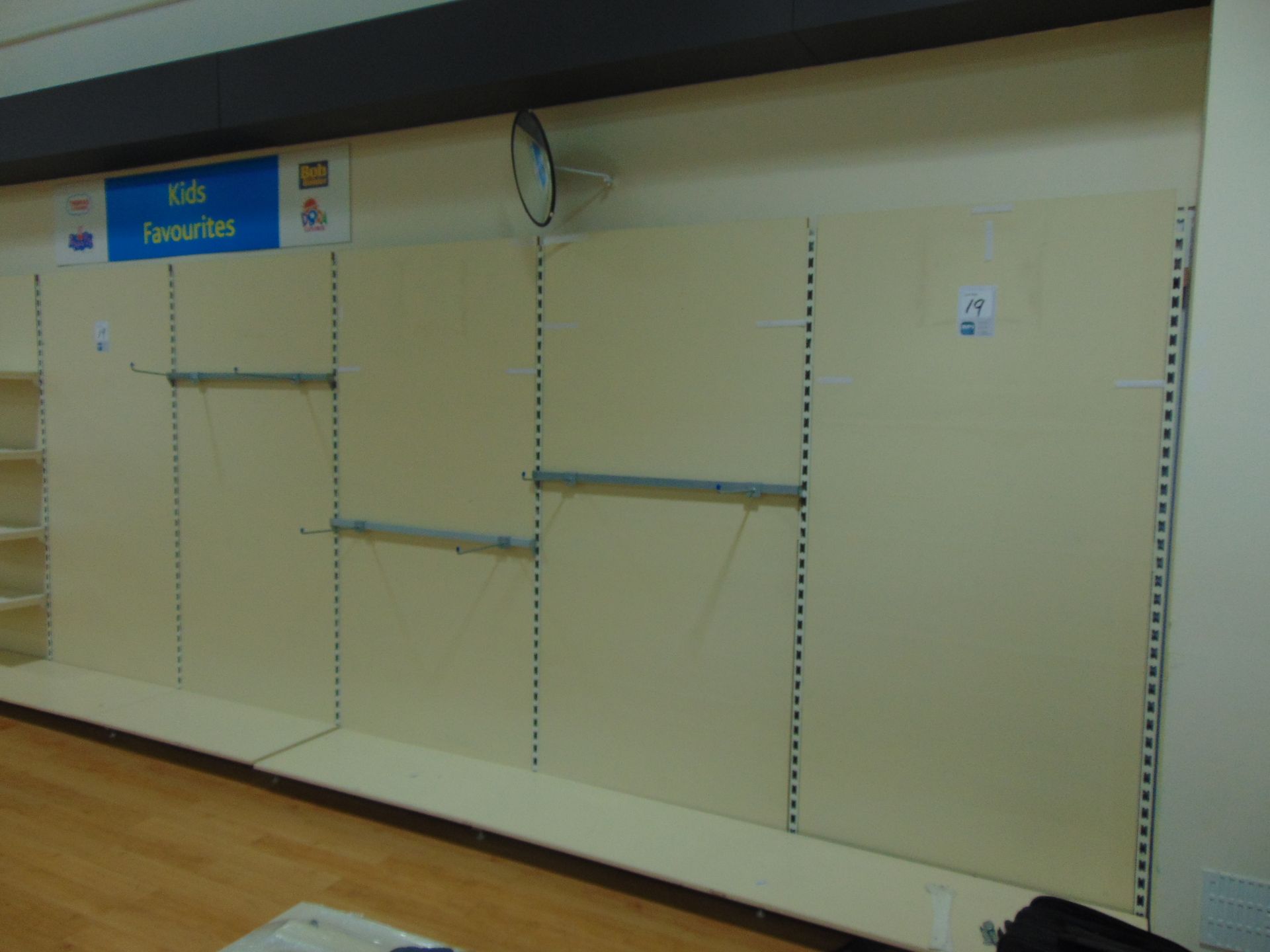 Quality Display Wall Racking With X6 Panels For Adjustable Bar & Hook System & X3 Panels With Shelv