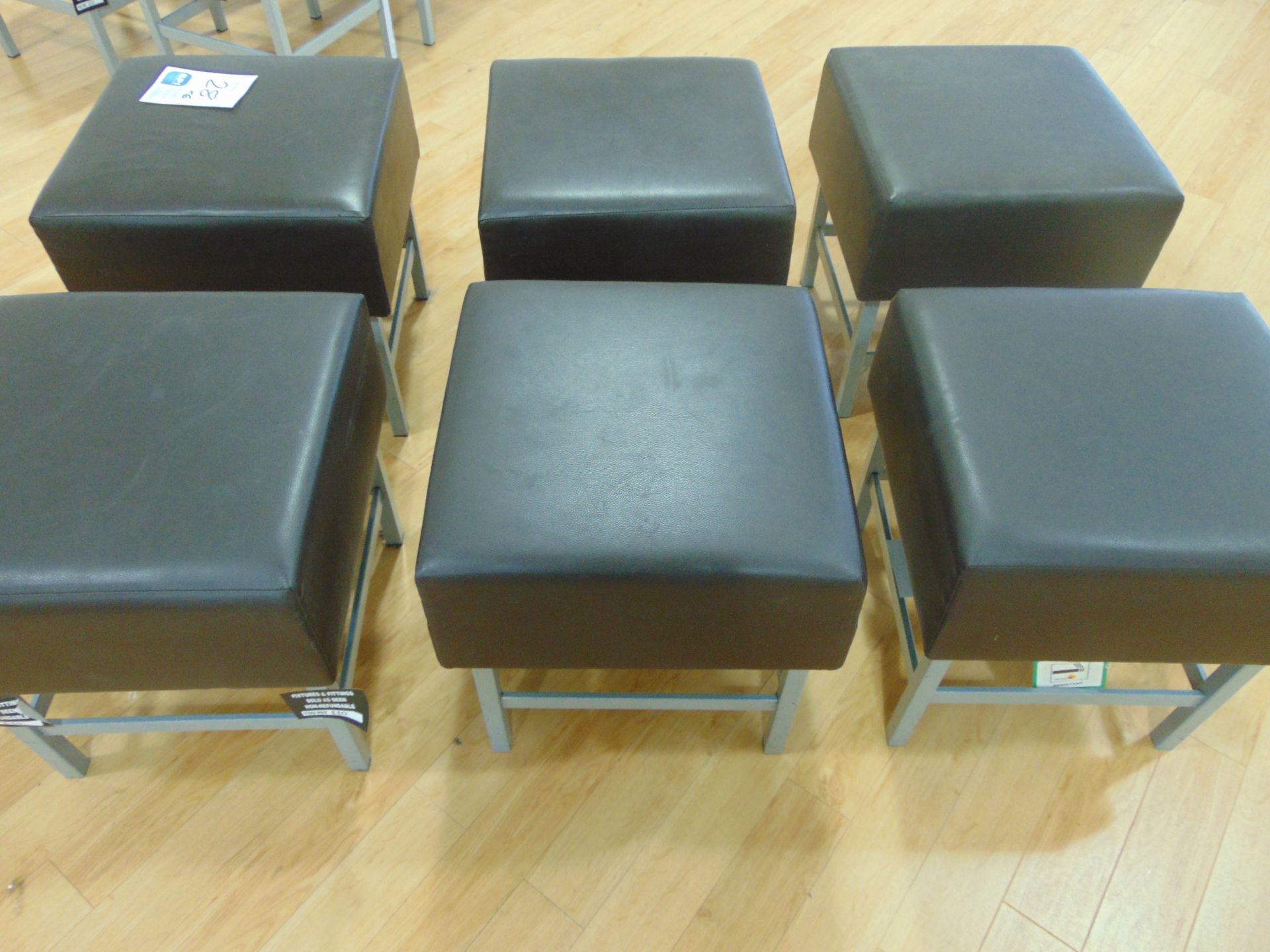 Quantity Of 6 Brown Leather Look Stools - Image 2 of 2