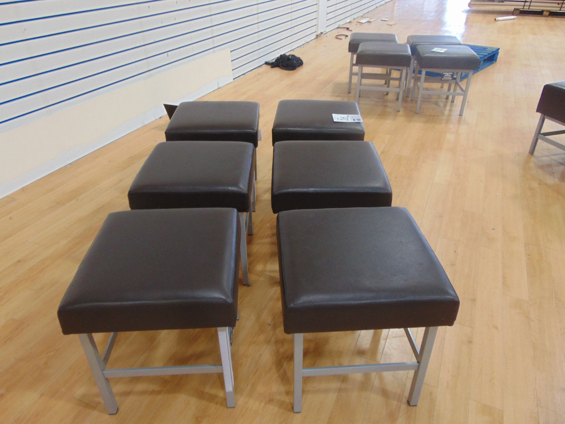 Quantity Of 6 Brown Leather Look Stools - Image 2 of 2