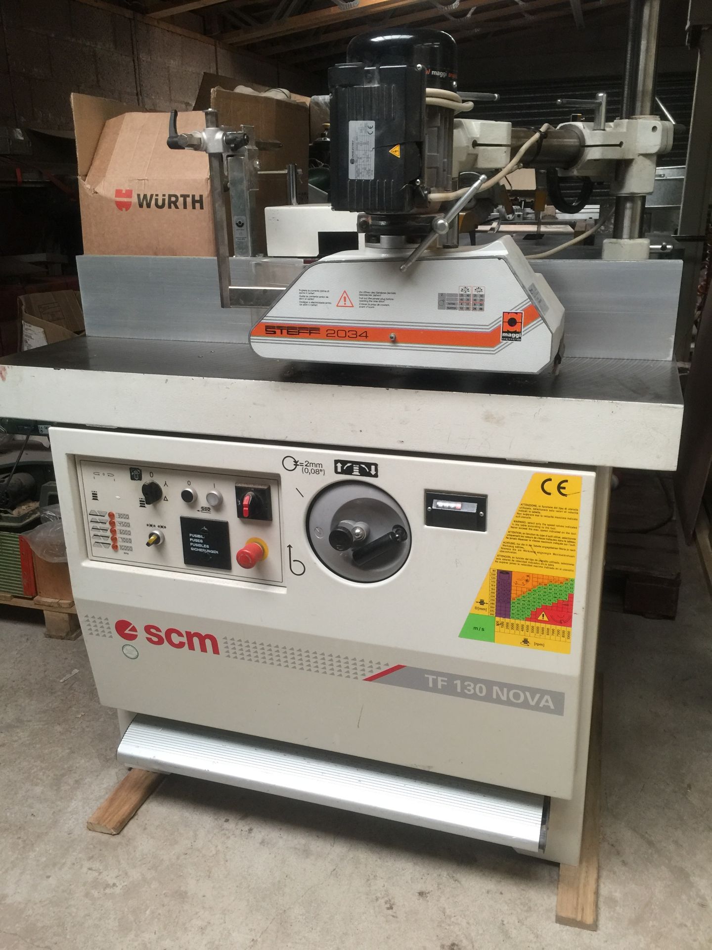 SCM T 130 Nova Spindle Moulder c/w Powerfeed Unit, 3 Phase 415 volts